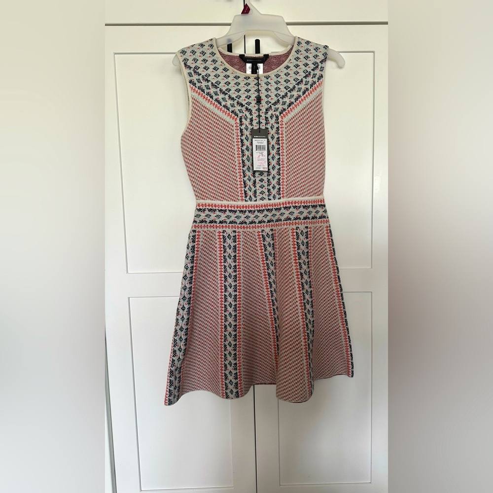 BCBGMaxAzria Pink and Brown A-Line Mini Dress